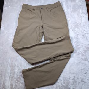 Lululemon ABC 5 Pocket Pants Mens 32x33 Brown Chino Performance Warpstreme Tan